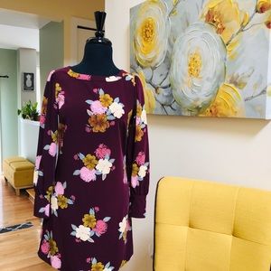 Loft Dress Maroon Floral